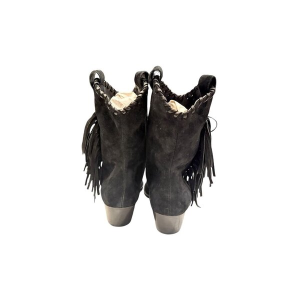 Schutz Alexxa Womens Western Fringe Boots Black Suede 5.5B NWOB - Picture 4 of 9